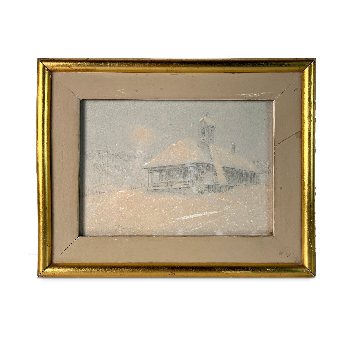 André Artigue, Pastel, Notre-dame-des-neiges At La Féclaz, Savoie, 1920