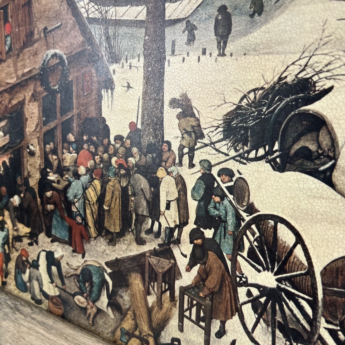 Reproduction, The Census At Bethlehem After Pieter Bruegel The Elder, Print On Panel, Oak Frame-photo-2