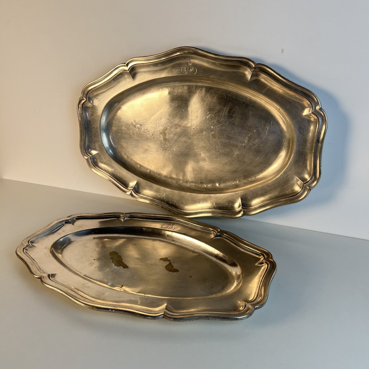Pair Of Large Christofle Silver-plated Platters, 64 Cm, Hôtel Beau Rivage Annecy, Circa 1920-photo-2