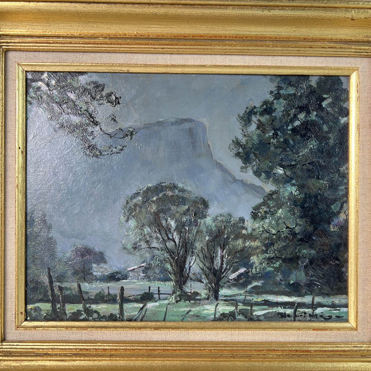 Henri Mège (1904-1984), « Nuit aux Marches », Savoie, 1970, huile sur carton-photo-2