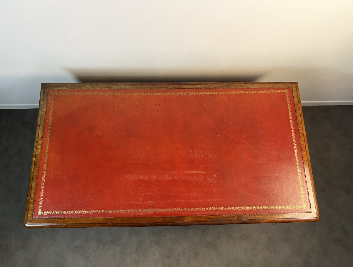 Pedestal desk, bureau à caissons en acajou, époque victorienne, Angleterre XIXe siècle-photo-1