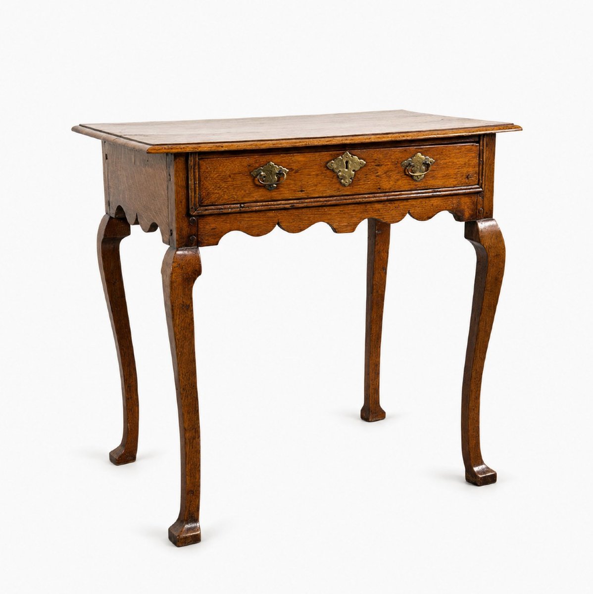 18th Century English Queen Anne Low-boy Side Table In Quarter-sawn Oak