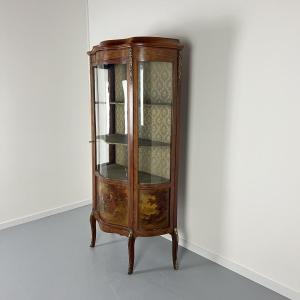 19th Century Curved Display Cabinet - France - Vernis Martin - Napoleon III Louis XV Furniture