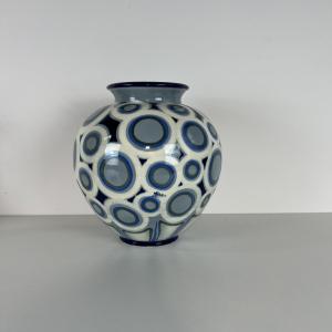 Josette Bonneil - Saint Jean du Désert - Grand Vase boule en faïence émaillée Art Deco