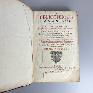 Antique Book 17th Century, Paris France - The Canonical Library 1689 L. Bouchel