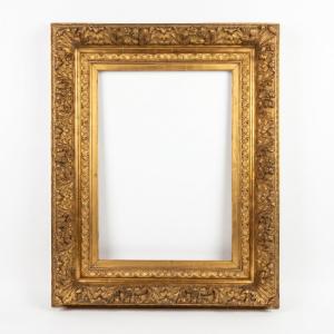 Grand cadre en bois et stuc doré XIXe siècle style Régence pour chassis 67,4 x48,5 cm