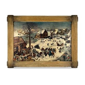 Reproduction du Dénombrement de Bethléem d'après Pieter Brueghel l'Ancien, sur panneau