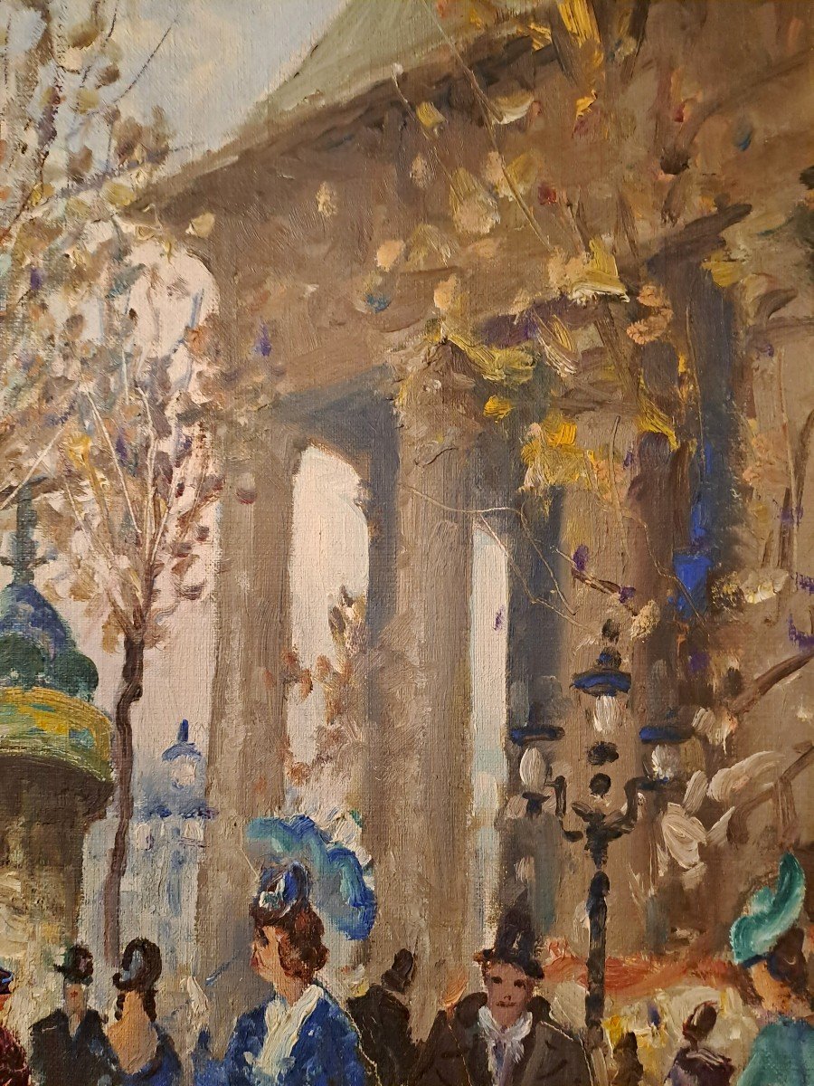 Mério Ameglio (1897-1970), Oil On Canvas, Paris Boulevard Des Capucines-photo-3