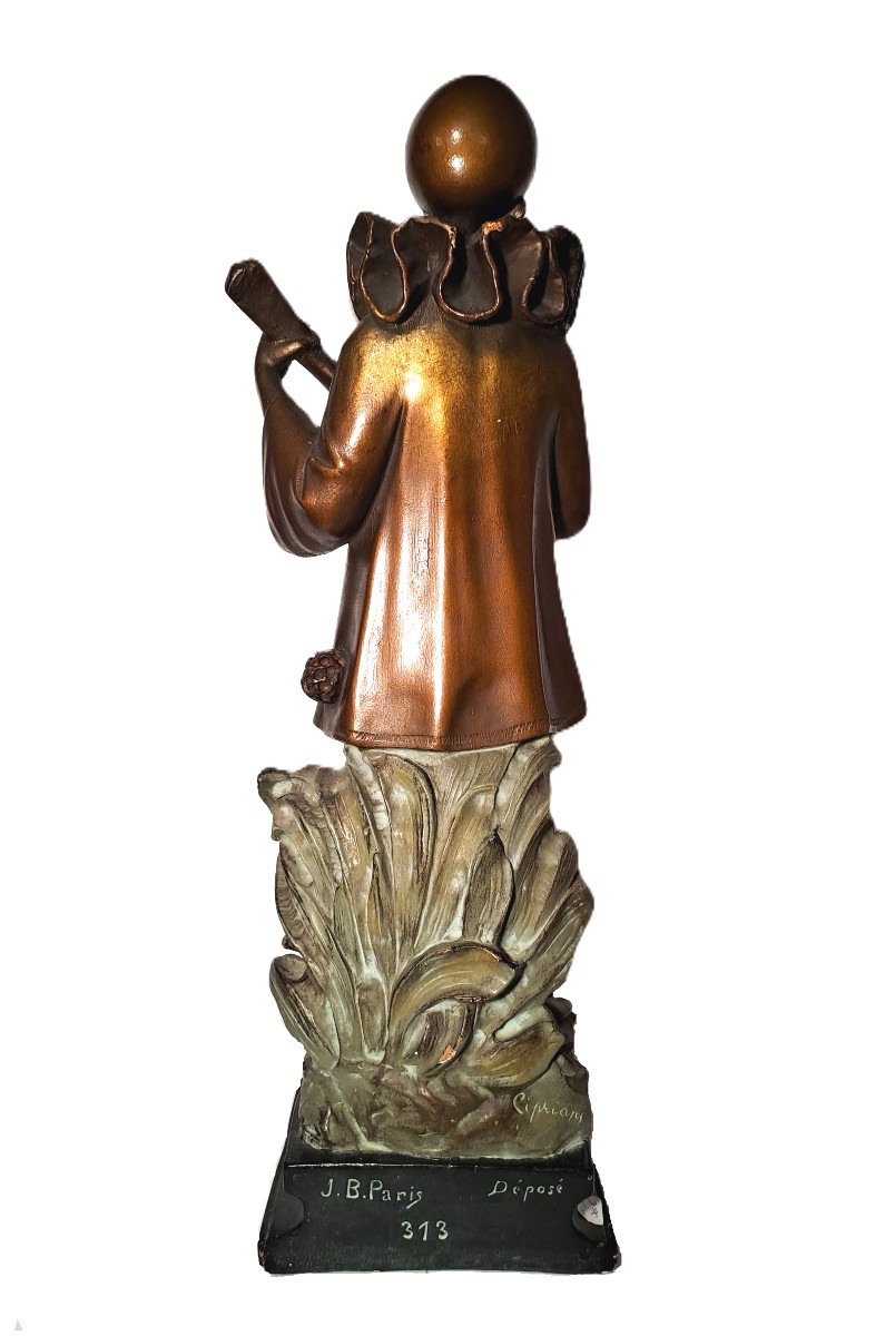 Adolfo Cipriani, Serenade, Pierrot Sculpture With Mandolin-photo-4