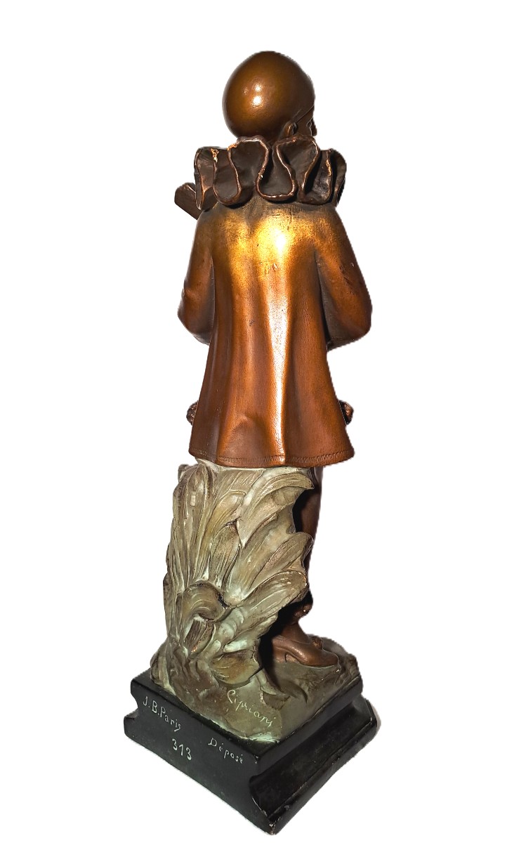 Adolfo Cipriani, Serenade, Pierrot Sculpture With Mandolin-photo-5