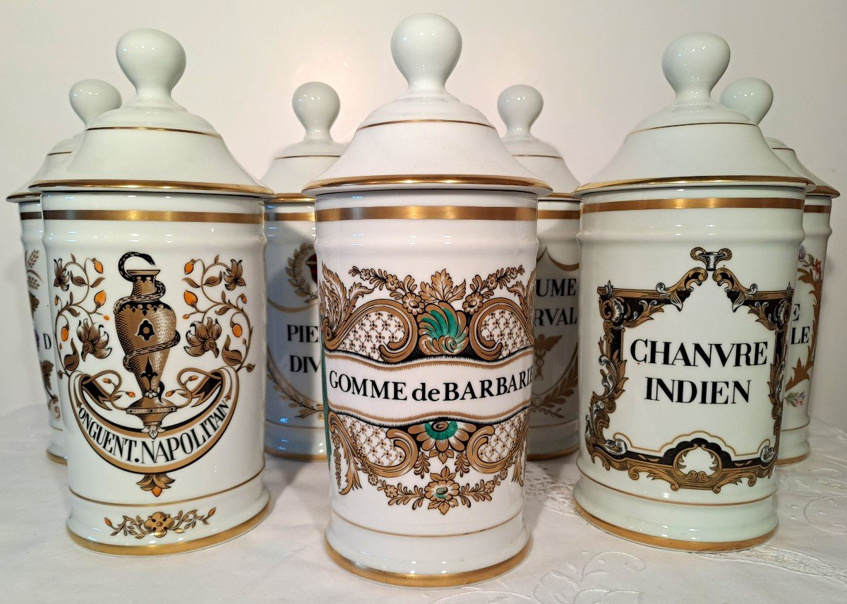 Limoges Porcelain Pharmacy Jars, 20th Century