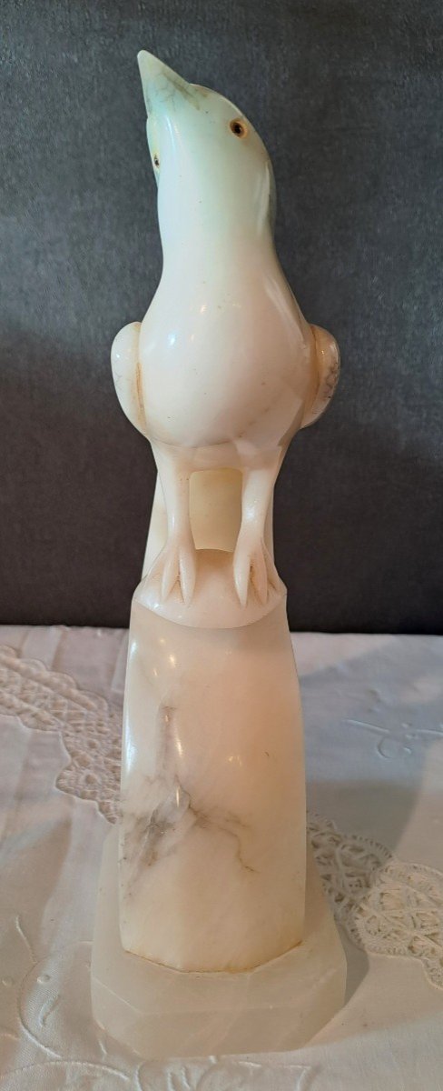 Grand Oiseau de Paradis, Sculpture en Onyx et Pierre Dure-photo-3