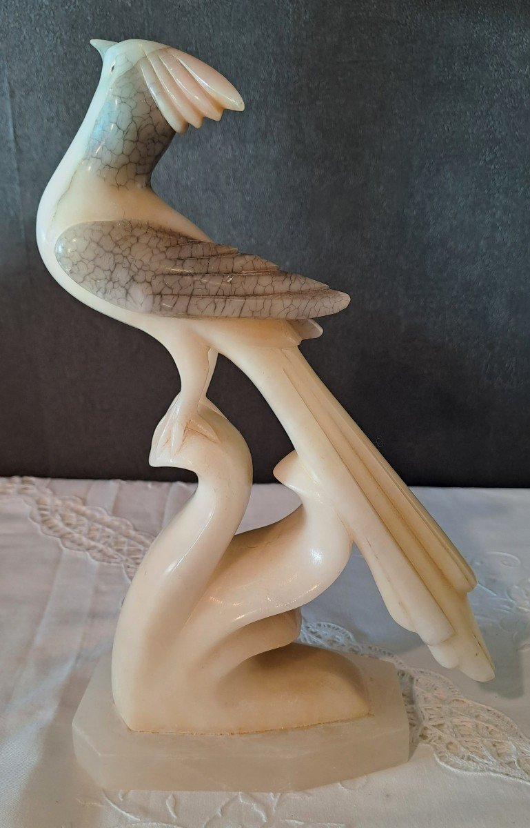 Grand Oiseau de Paradis, Sculpture en Onyx et Pierre Dure-photo-1