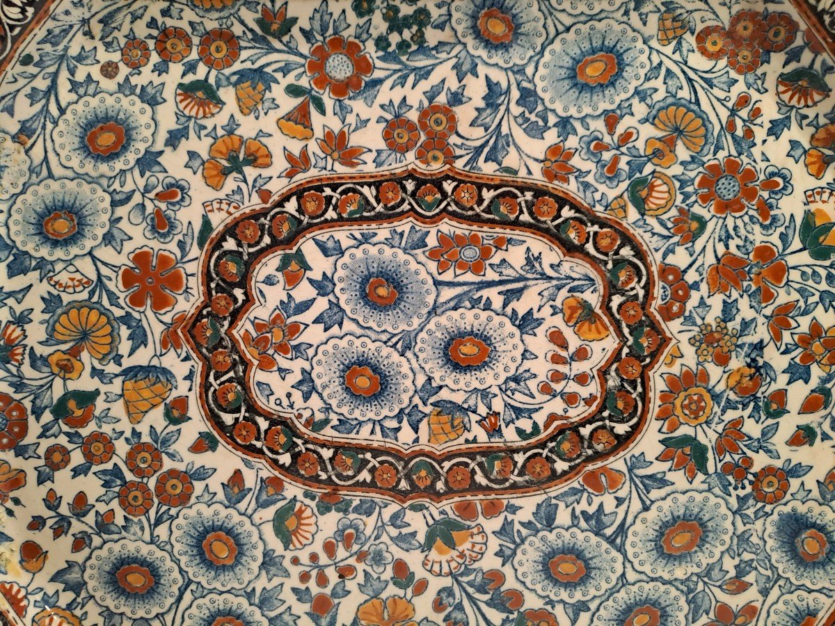 Plateau en Faïence de Gien au Décor " Indien ", XIXème Siècle-photo-2