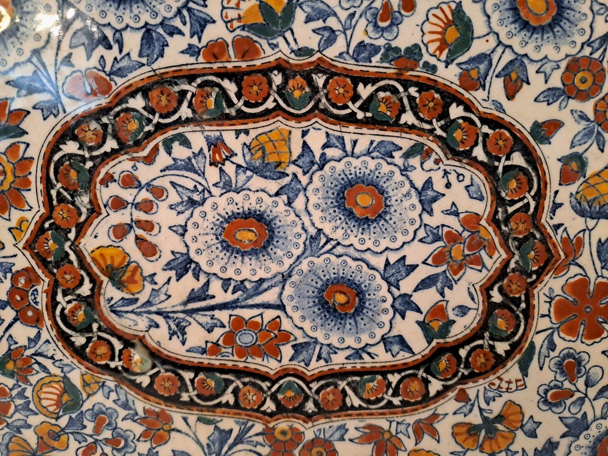 Plateau en Faïence de Gien au Décor " Indien ", XIXème Siècle-photo-3
