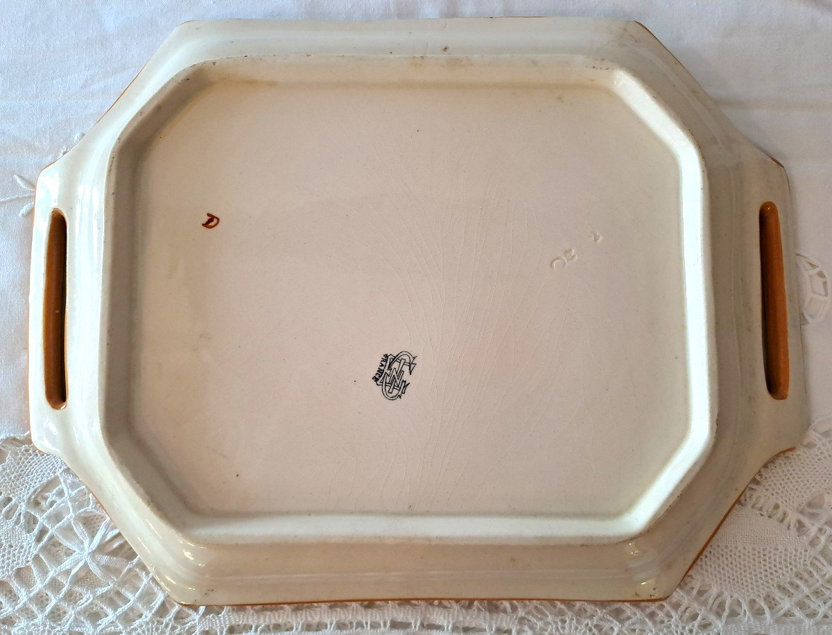 Plateau en Faïence de Gien au Décor " Indien ", XIXème Siècle-photo-4