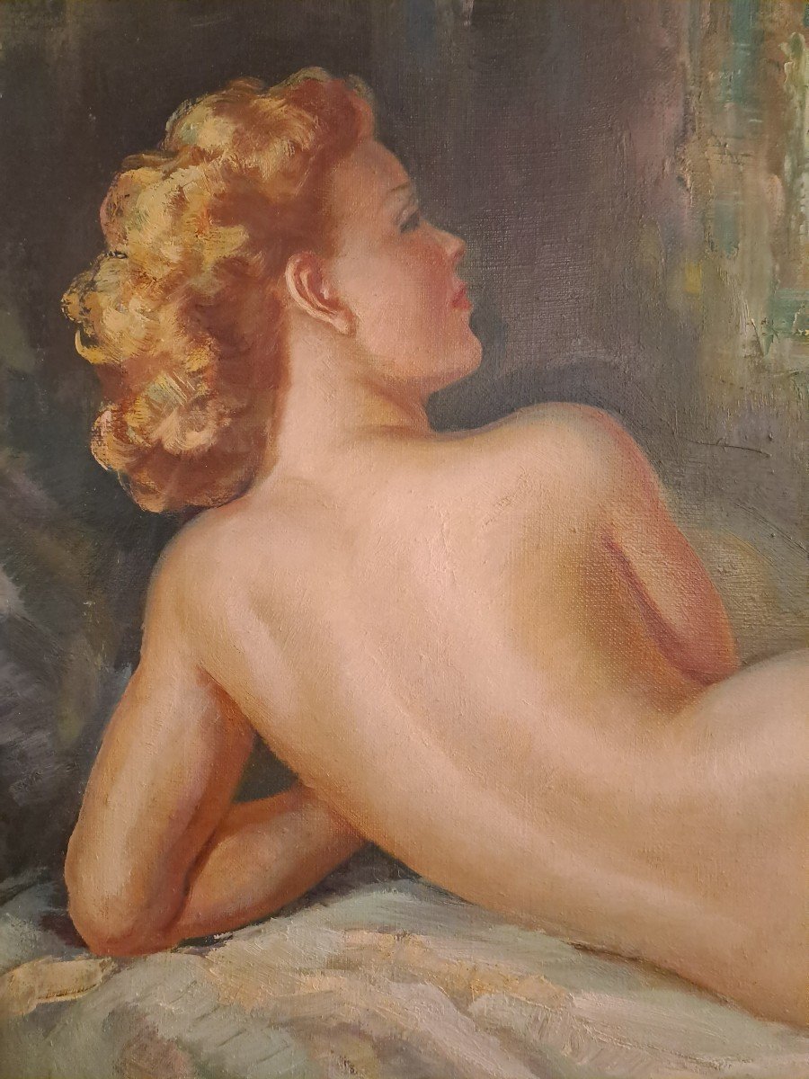 Albert GENTA (1901-1989), Huile sur Toile "Le Modèle", Milieu XXème-photo-3