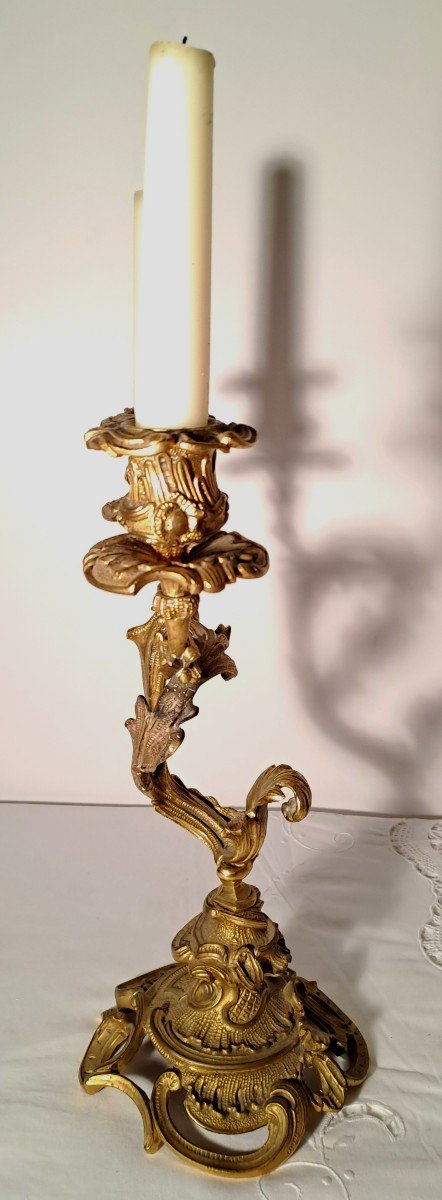 Pair Of Gilt Bronze Candelabras In The Louis XV Style, 19th Century-photo-3