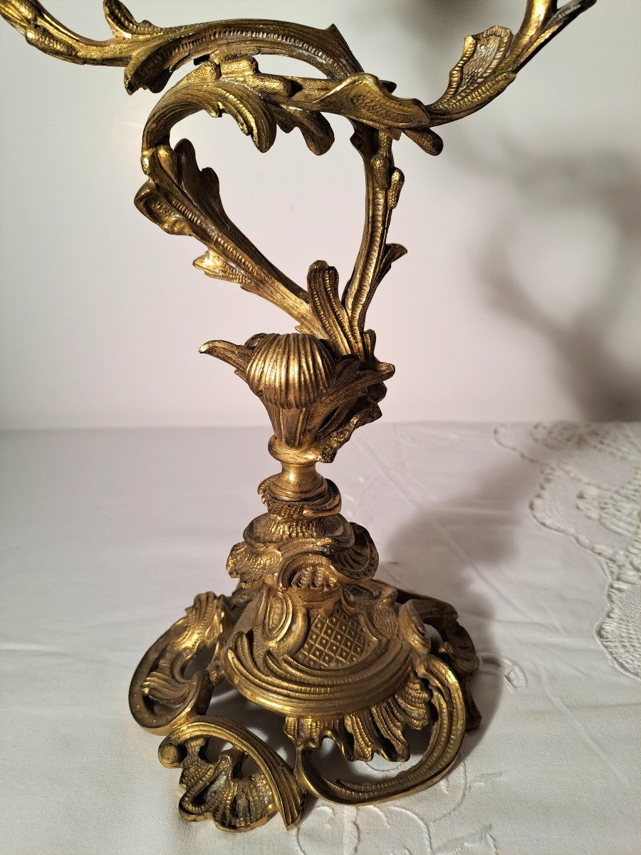 Paire de Candélabres en Bronze Doré de Style Louis XV, XIXème siècle-photo-1