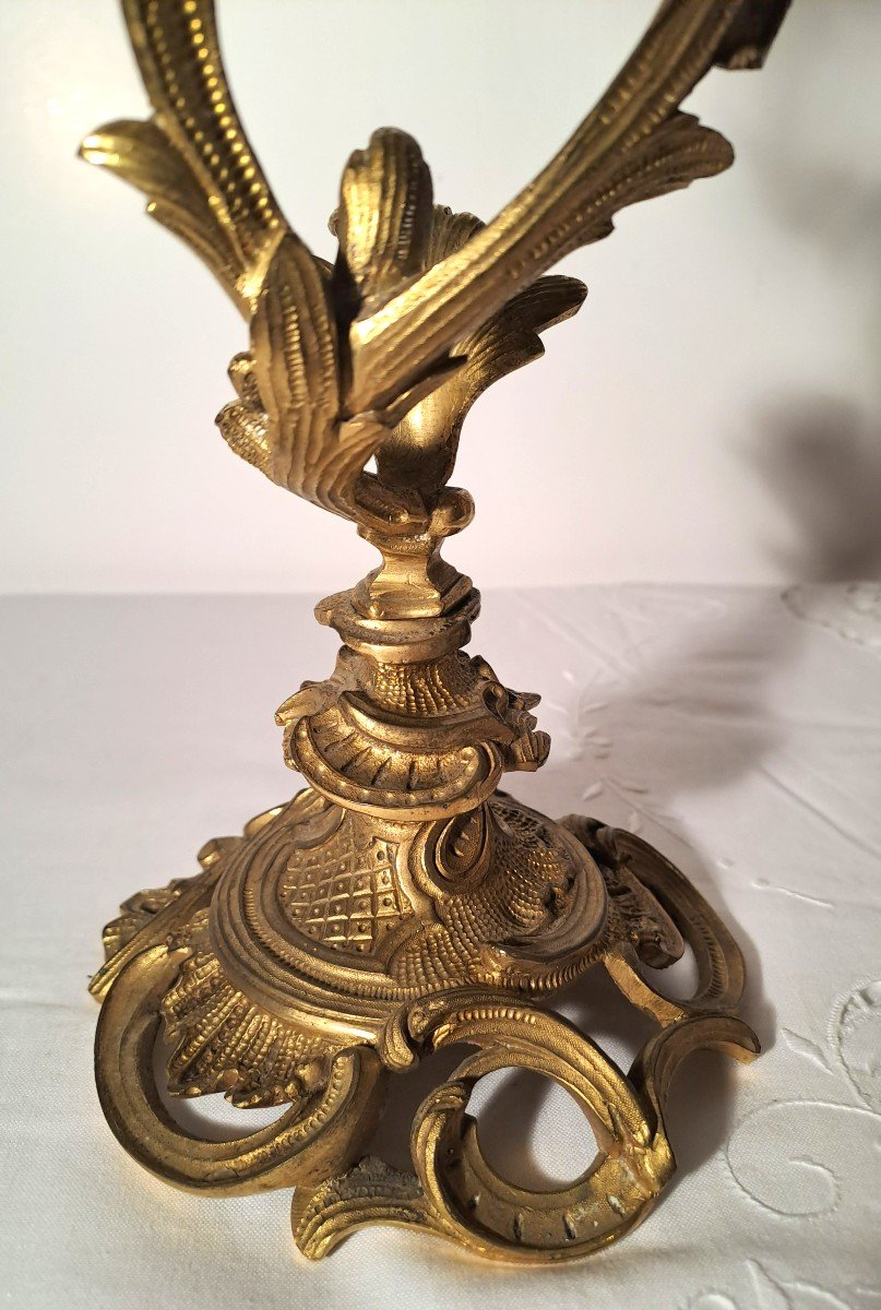 Paire de Candélabres en Bronze Doré de Style Louis XV, XIXème siècle-photo-4