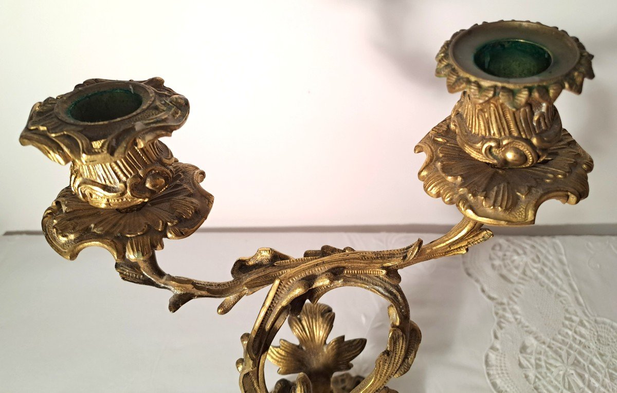 Pair Of Gilt Bronze Candelabras In The Louis XV Style, 19th Century-photo-8