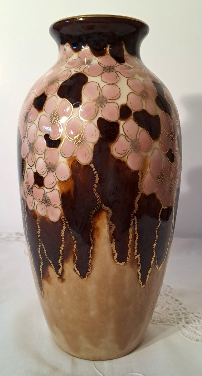 Vase Camille Tharaud, Porcelaine de Limoges émaillée, Art Déco-photo-2