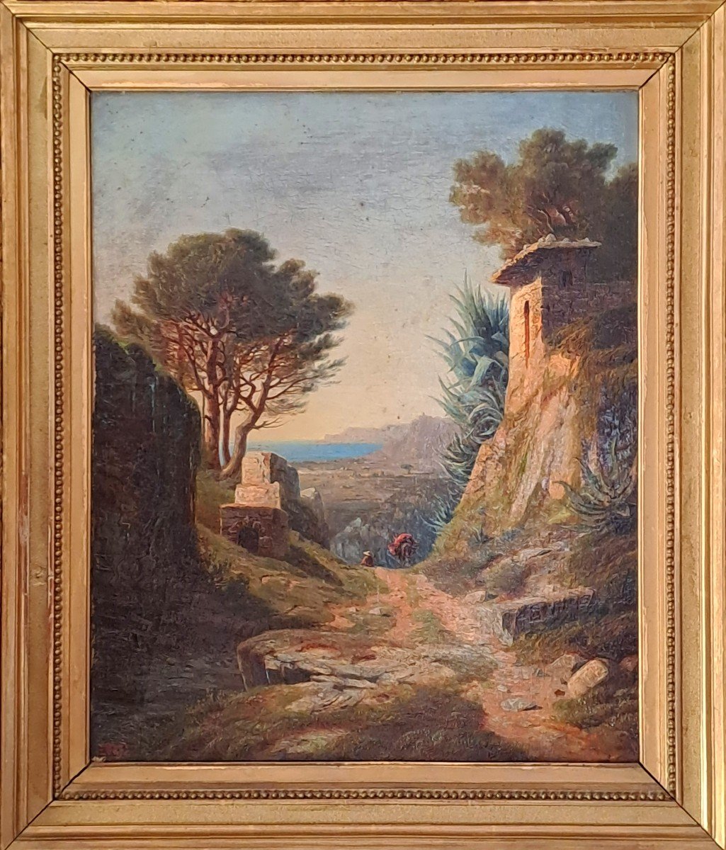 Leberecht LORTET (1826-1901), Huile sur Toile "La Descente au Village", milieu XIXème siècle-photo-3