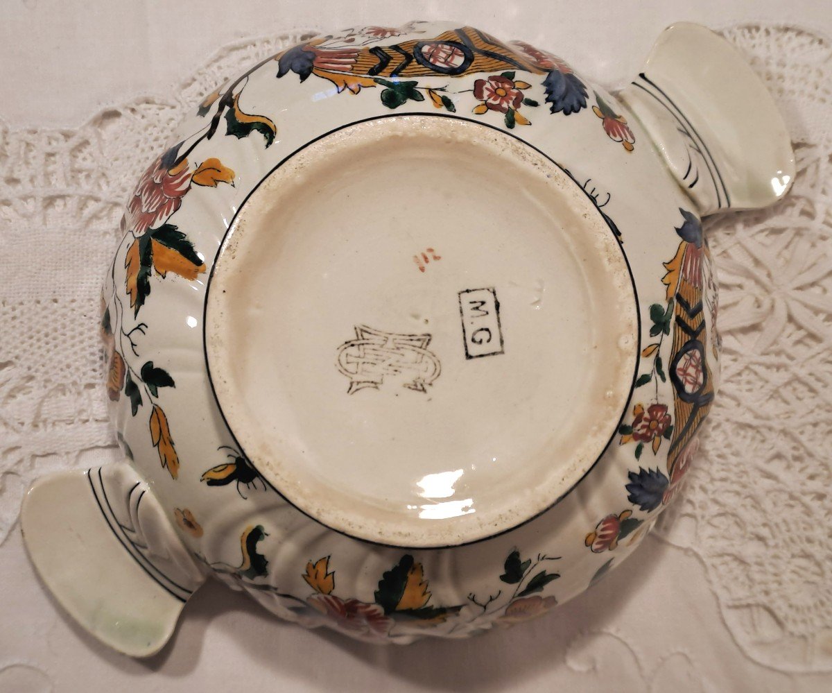 Bouillon Bowl Covered With Ears In Polychrome Earthenware From Gien, XIXth Century-photo-8