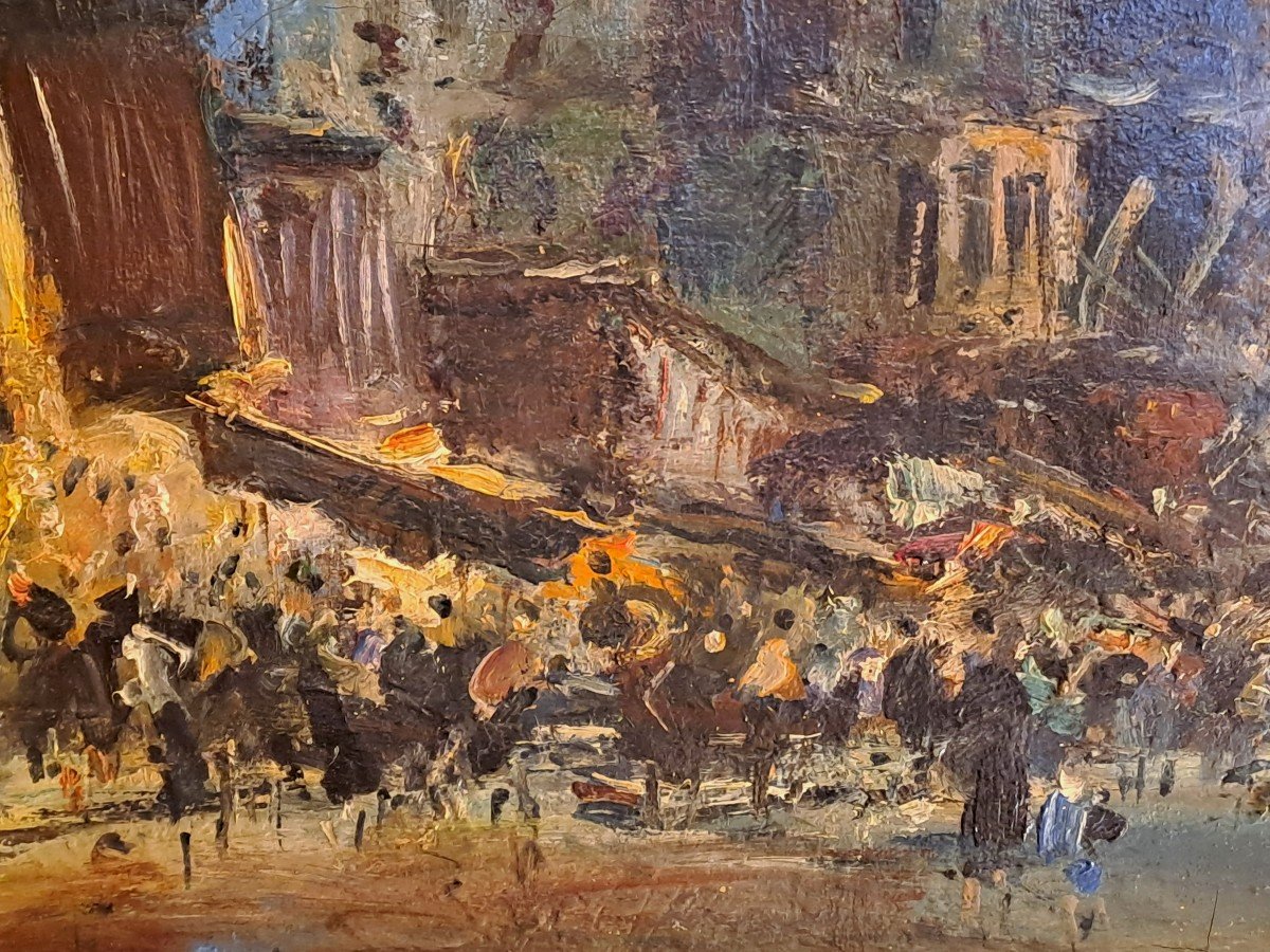 Jean Germain-jacob (1900-1972), Huile sur Toile, Montmartre La Rue Lepic à Paris-photo-2