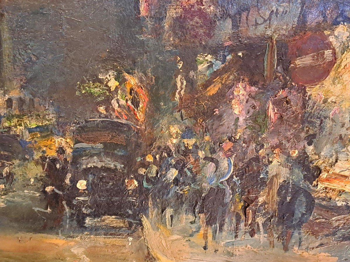 Jean Germain-jacob (1900-1972), Huile sur Toile, Montmartre La Rue Lepic à Paris-photo-3