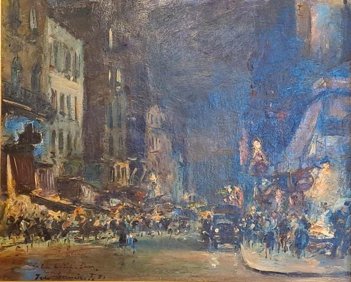 Jean Germain-jacob (1900-1972), Huile sur Toile, Montmartre La Rue Lepic à Paris