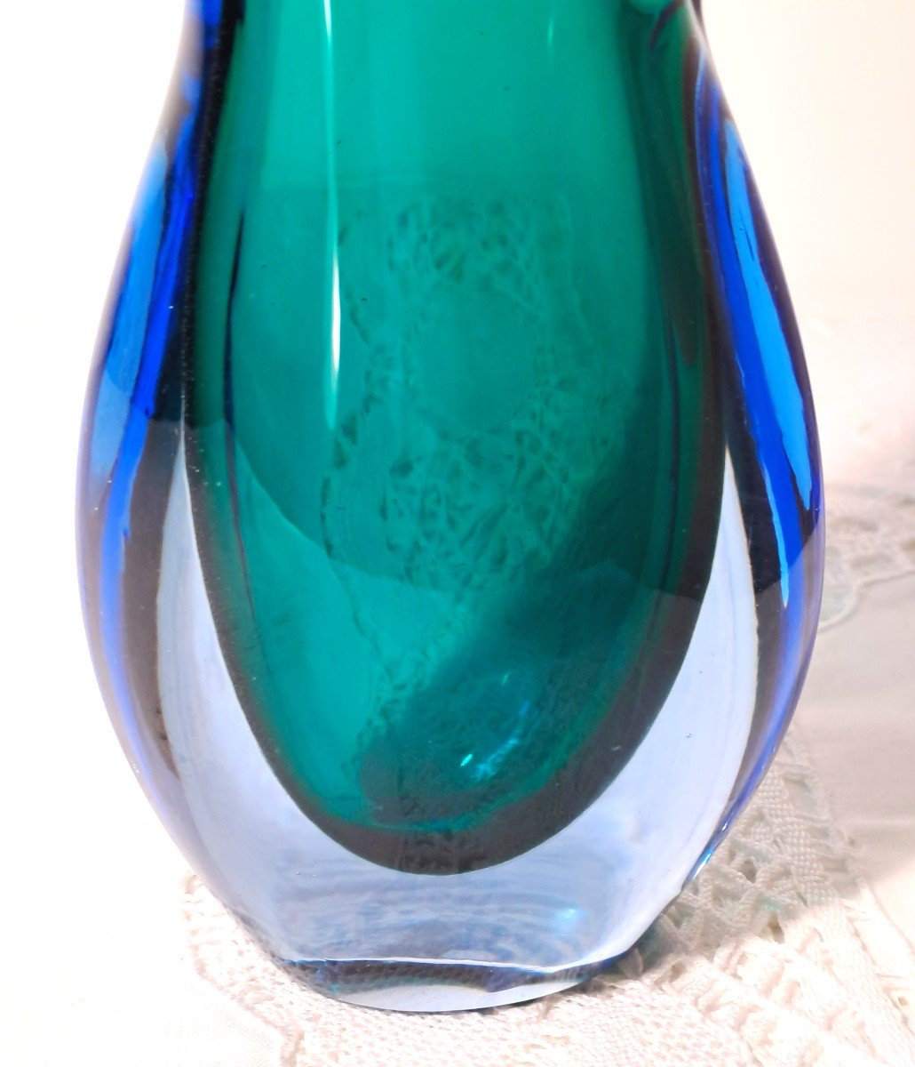 Sommerso Vase With Sliced Neck By Flavio Poli For Seguso Vetri d'Arte, Mid 20th Century-photo-6