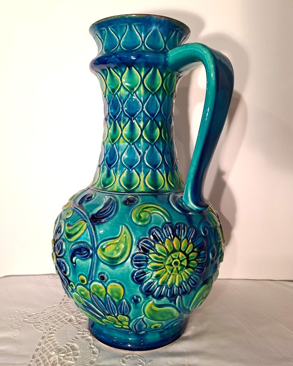 Large Ceramic Vase With Handle West Germany - Bay Keramik (model N°87-50), 20th Century-photo-2