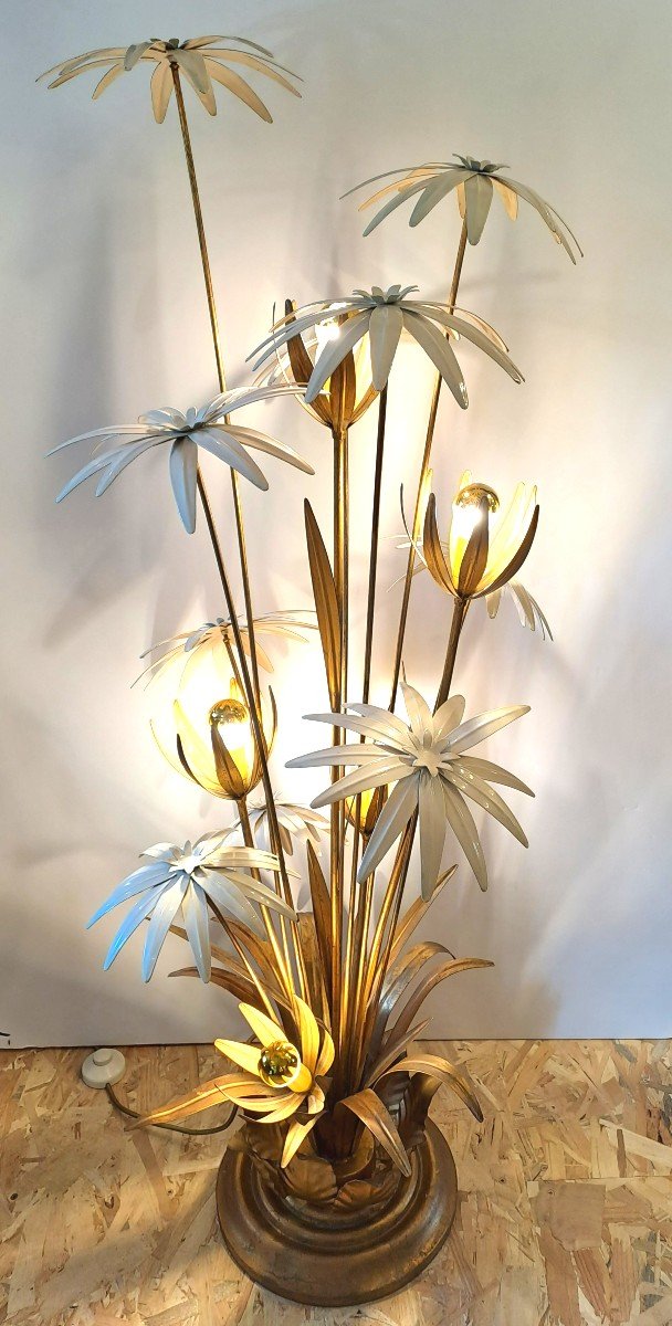 5-light Bouquet Of Flowers Floor Lamp By Hans Kogl, Maison Jansen, Hollywood Regency