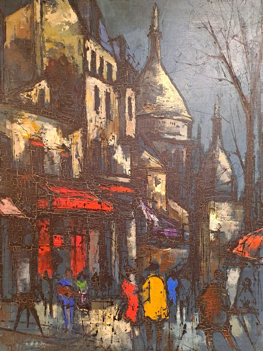 Dieter Grandt (1934 - ?), Oil On Canvas, Montmartre Place Du Tertre In Paris, 20th Century-photo-2