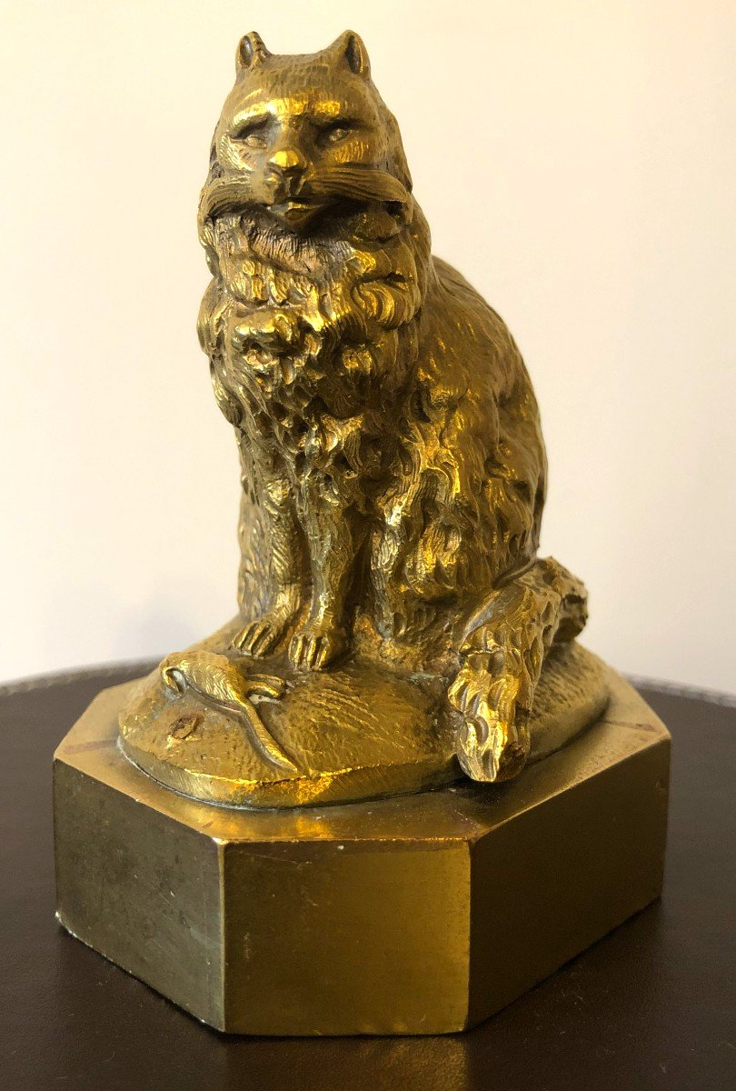 Gilt Bronze Cat, Late 19th - Early 20th Century