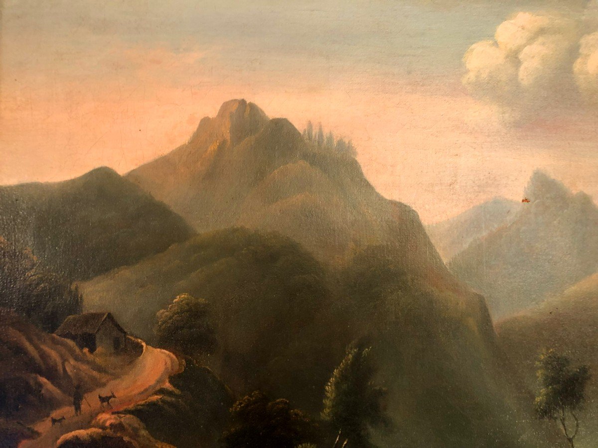 Lalande (late 18th Century - Early 19th Century), Oil On Canvas, Neoclassical Animated Landscape-photo-5