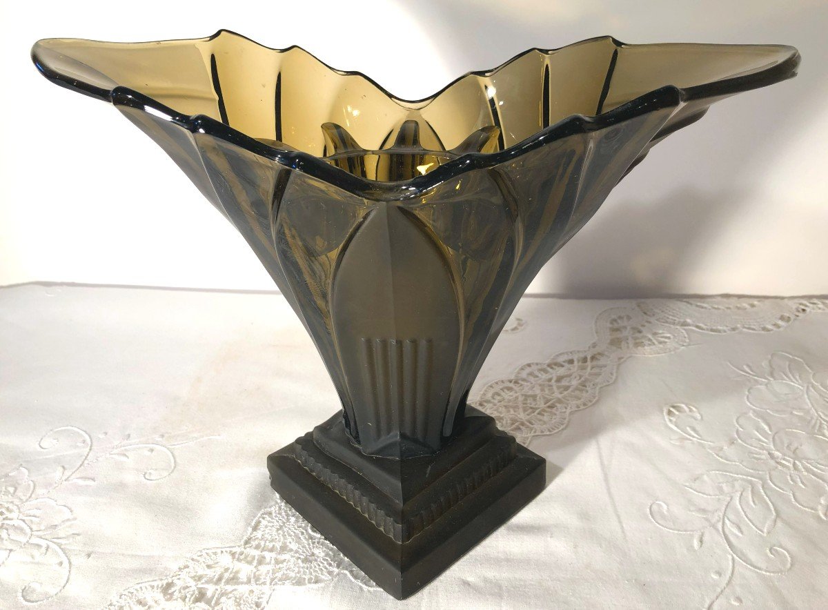 Pressed Molded Glass Flower Pick Vase, Art Deco Period-photo-1