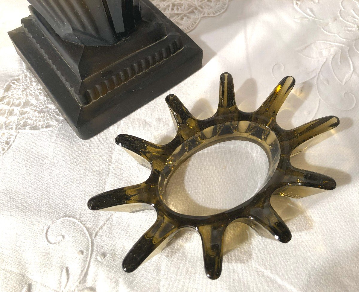 Pressed Molded Glass Flower Pick Vase, Art Deco Period-photo-5