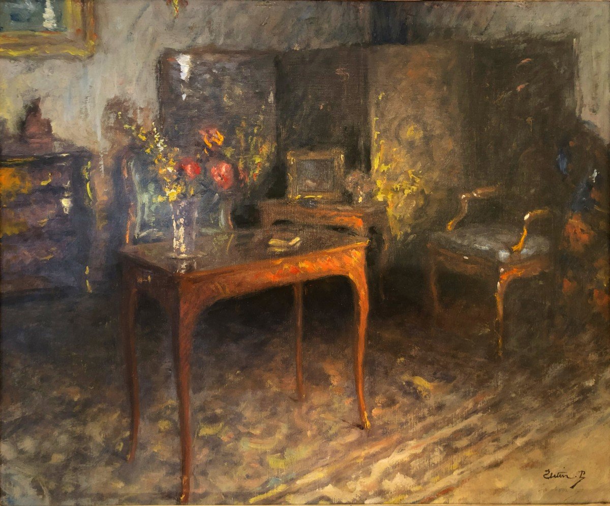 Paul-françois-marie Urtin (1874 - 1962), Oil On Canvas, Interior In The Louis XV Style Salon-photo-2