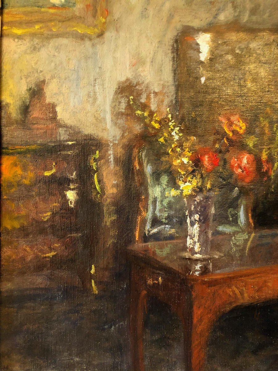 Paul-françois-marie Urtin (1874 - 1962), Oil On Canvas, Interior In The Louis XV Style Salon-photo-2