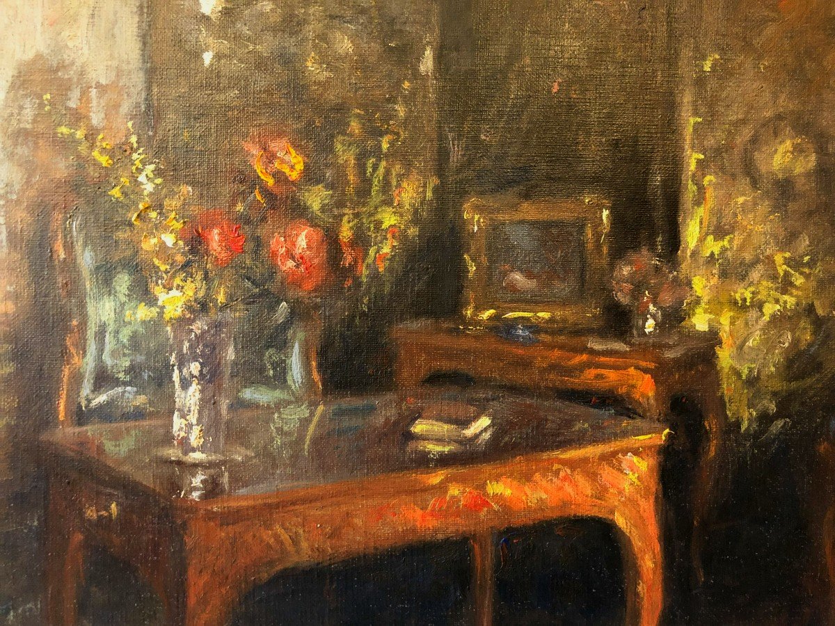 Paul-françois-marie Urtin (1874 - 1962), Oil On Canvas, Interior In The Louis XV Style Salon-photo-4