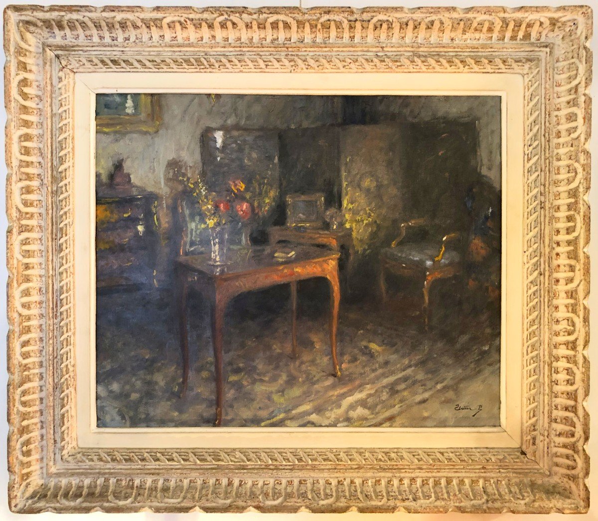 Paul-françois-marie Urtin (1874 - 1962), Oil On Canvas, Interior In The Louis XV Style Salon