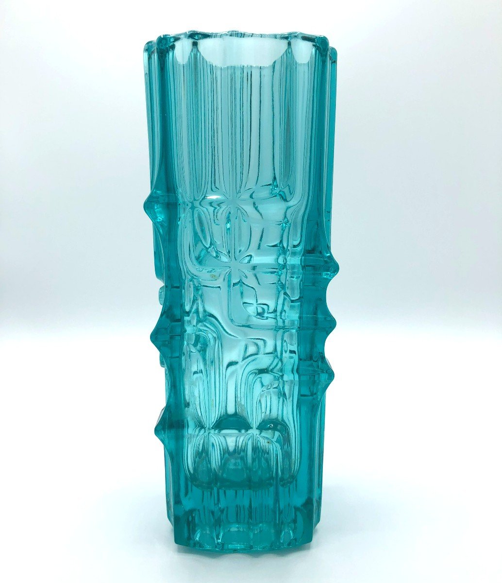 Vase Vintage "Ice Melting" Bleu par Vladislav Urban, Tchécoslovaquie, Milieu XXème Siècle-photo-8