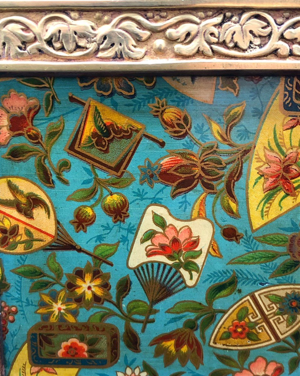 Jewelry Box With Gilt Bronze Frame And Painted Enamel Decor With Japanese Motifs, 19th Century-photo-8