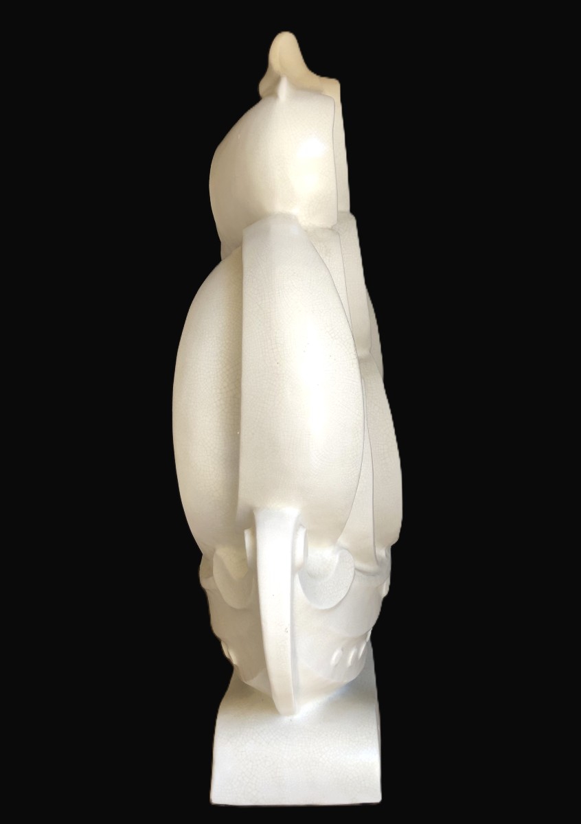 Bateau Caravelle, Grande Céramique Art Déco Attribuée à Le Jan, Vers 1930-photo-4