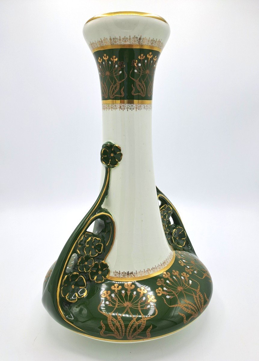 Keller & Guérin Lunéville Art Nouveau Vase In Fine Earthenware, 19th Century-photo-2