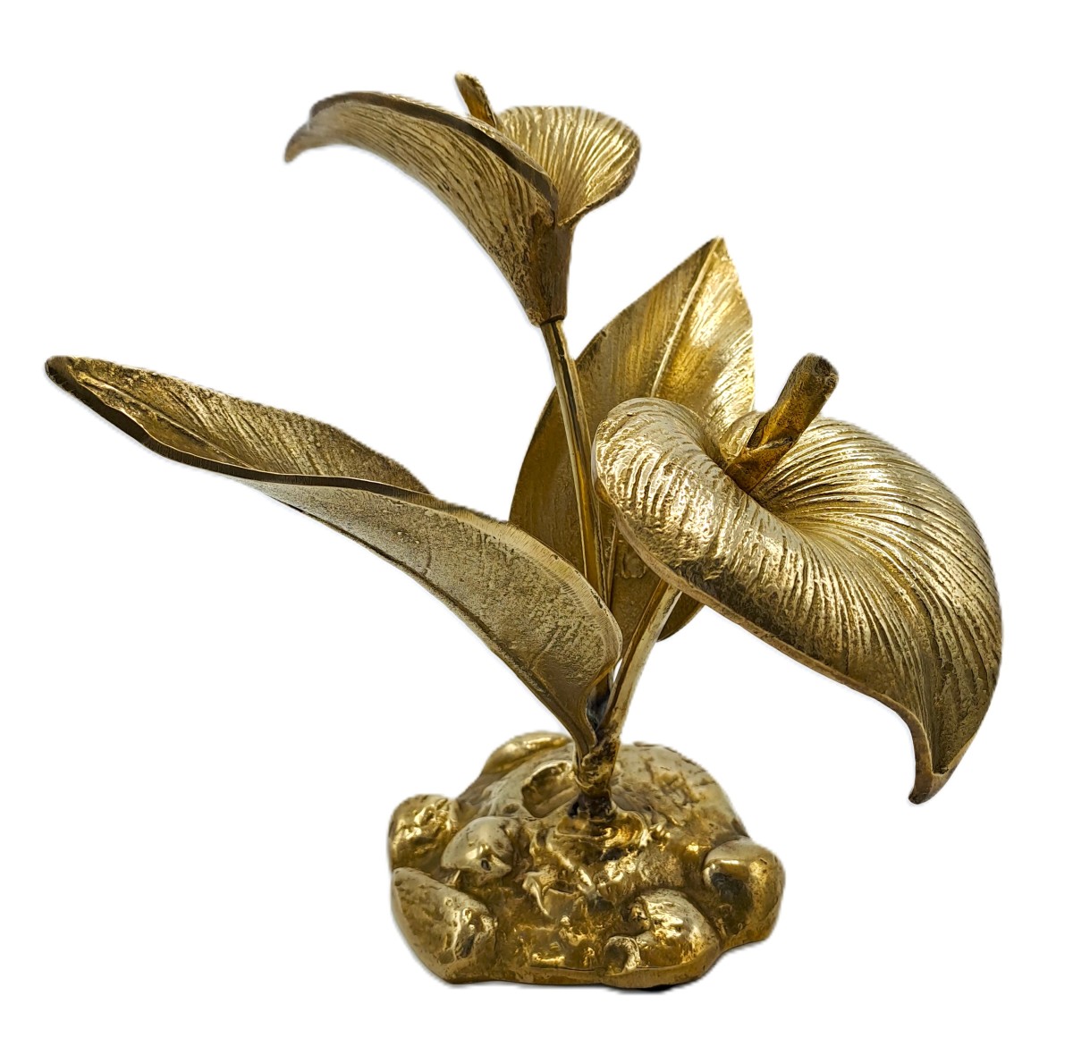 Bouquet de Fleurs d'Arum en Laiton, Sculpture Vintage Design Deuxième Moitié XXème Siècle-photo-4