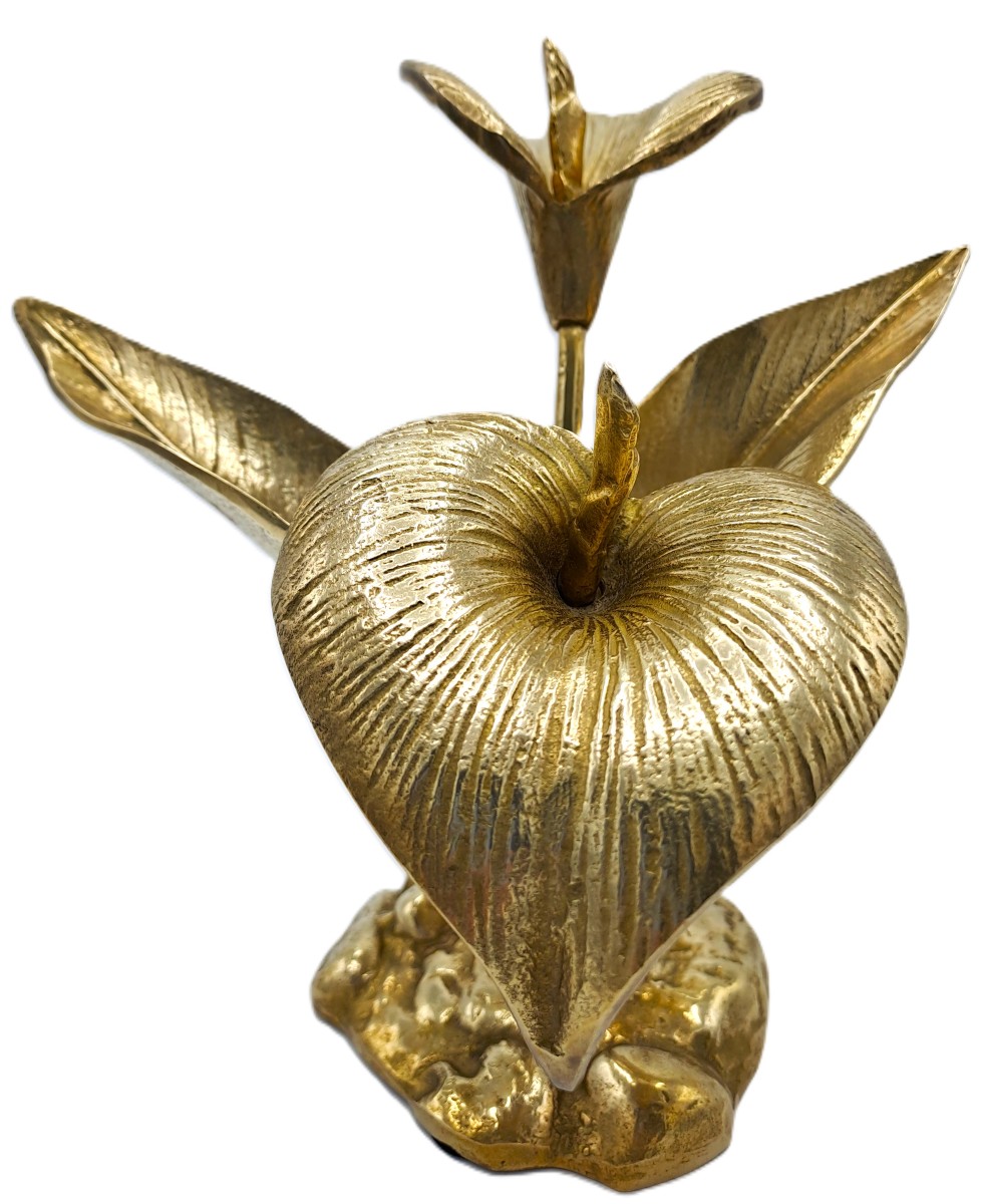 Bouquet de Fleurs d'Arum en Laiton, Sculpture Vintage Design Deuxième Moitié XXème Siècle-photo-5