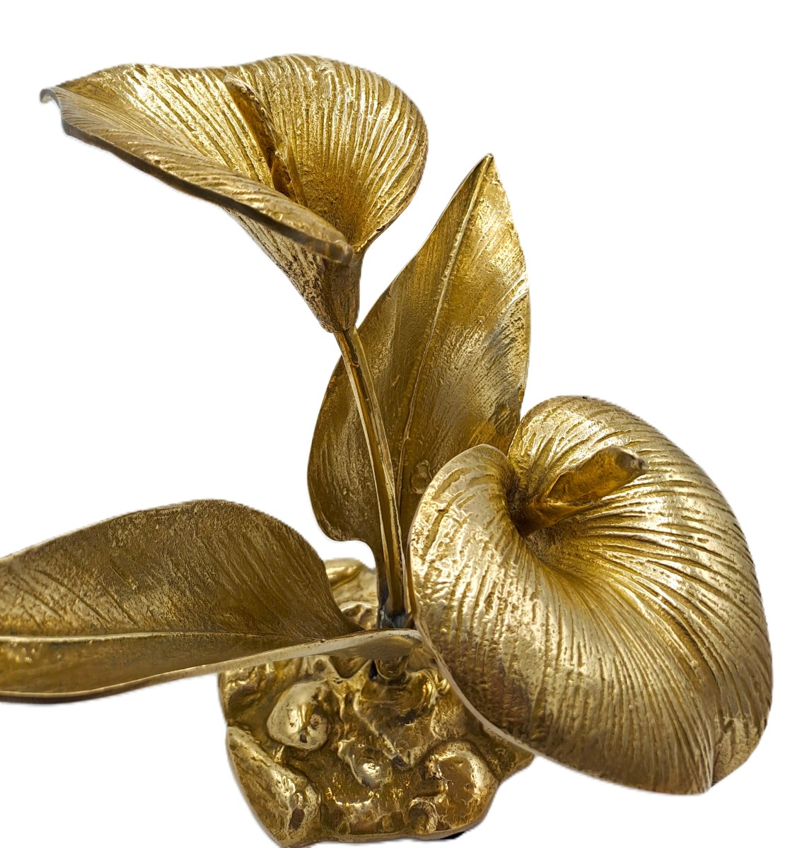Bouquet de Fleurs d'Arum en Laiton, Sculpture Vintage Design Deuxième Moitié XXème Siècle-photo-7